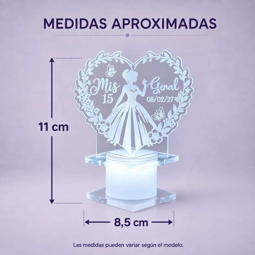 Souvenirs Led Acrílico Personalizado Fiesta 15 años x100u