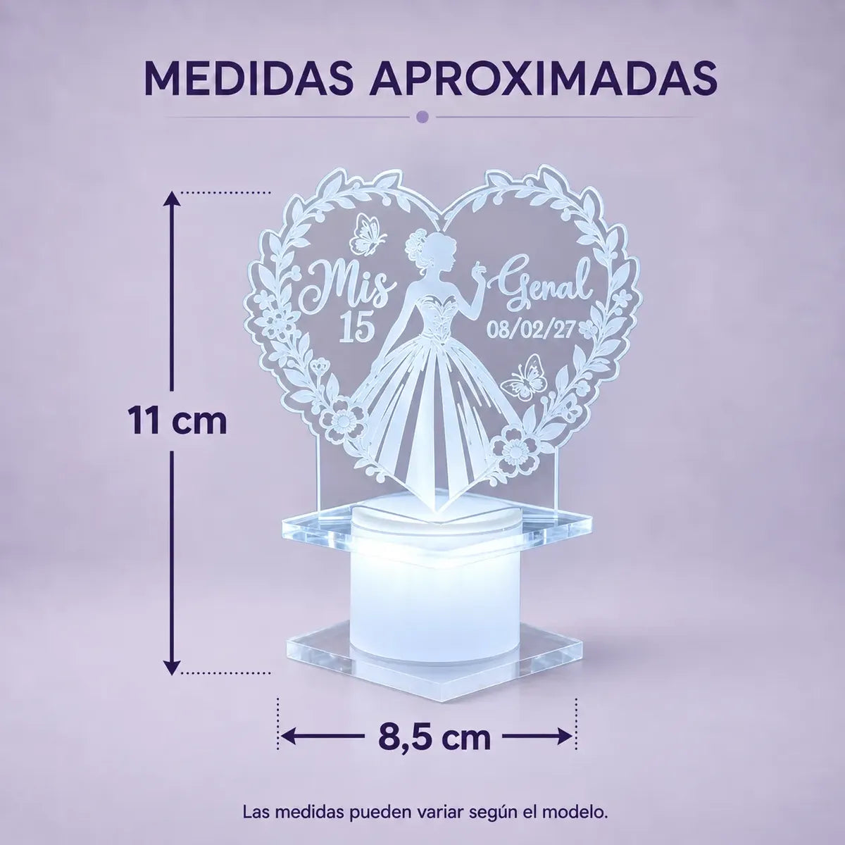Souvenirs Led Acrílico Personalizado Fiesta 15 años x100u