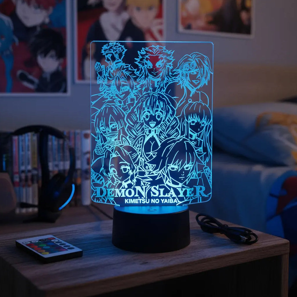 Velador Ilusion 3D A control remoto 9 Pilares Demon Slayer USB / PILAS