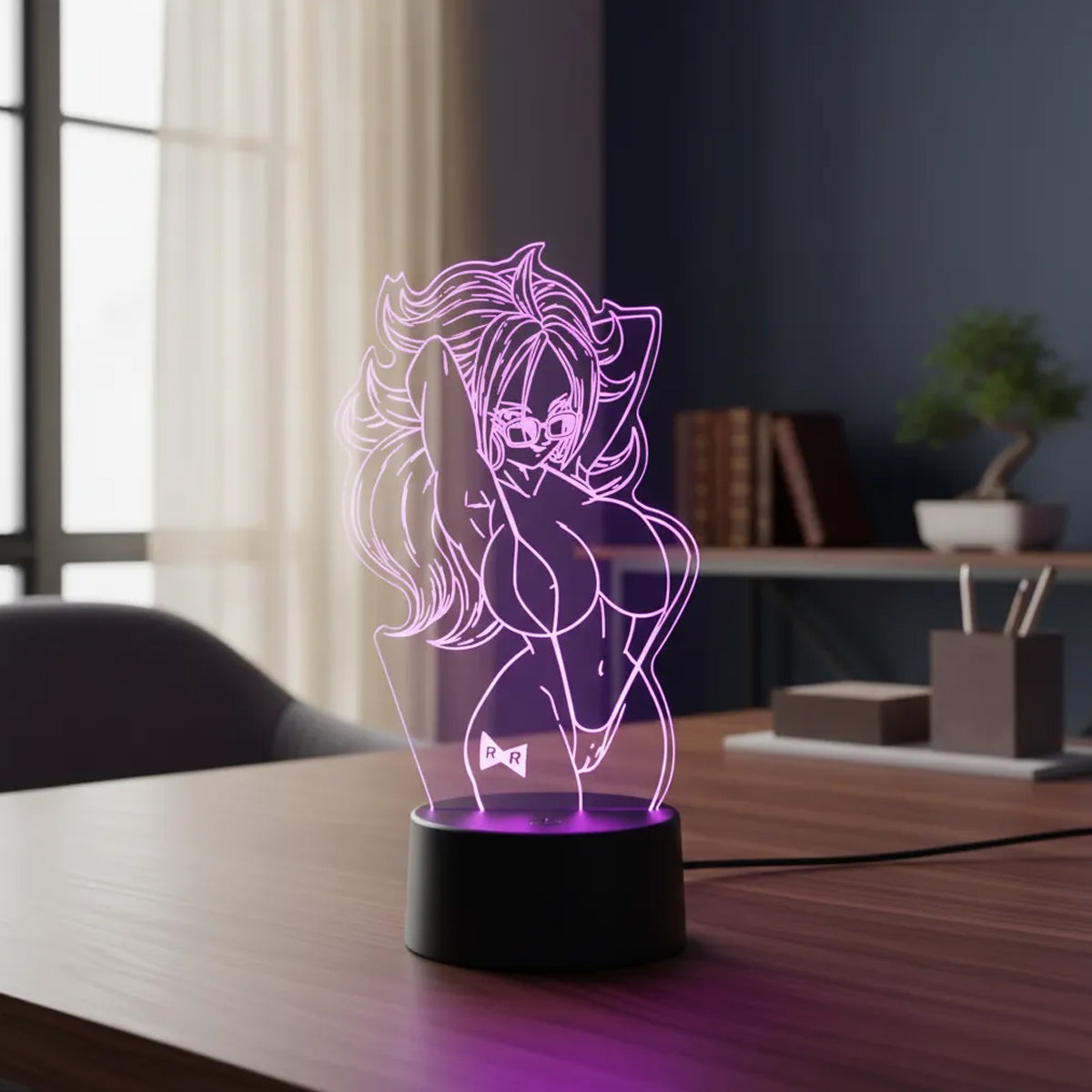 Velador Infantil Ilusion 3D A control remoto Androide 21 Sexy Waifu Dragon Ball USB / PILAS
