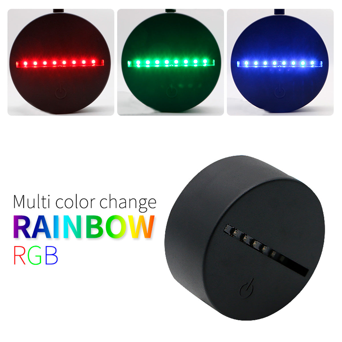 Base Led Rgb Touch Usb / Pilas + Acrílico Sin Grabado 19cm X10u