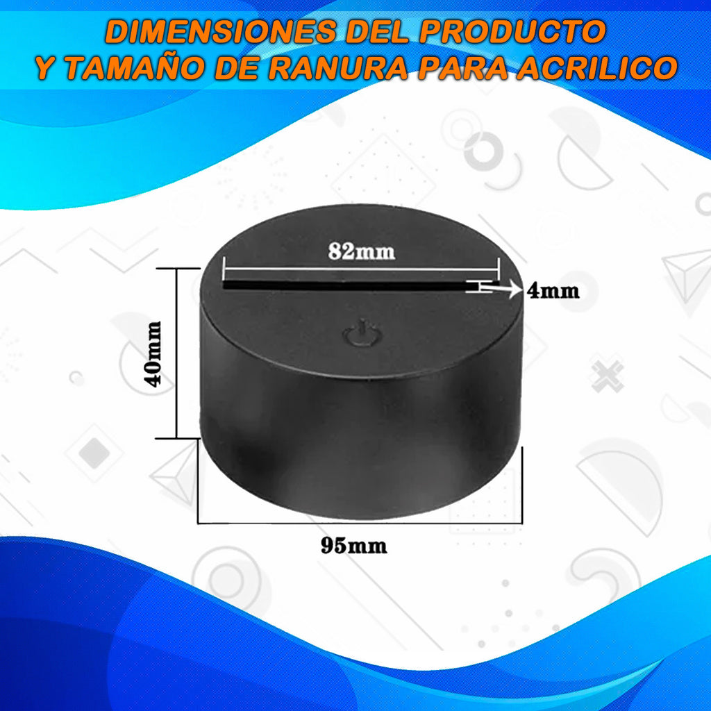 Base Led Rgb Touch Usb / Pilas + Acrilico Sin Grabado 19cm