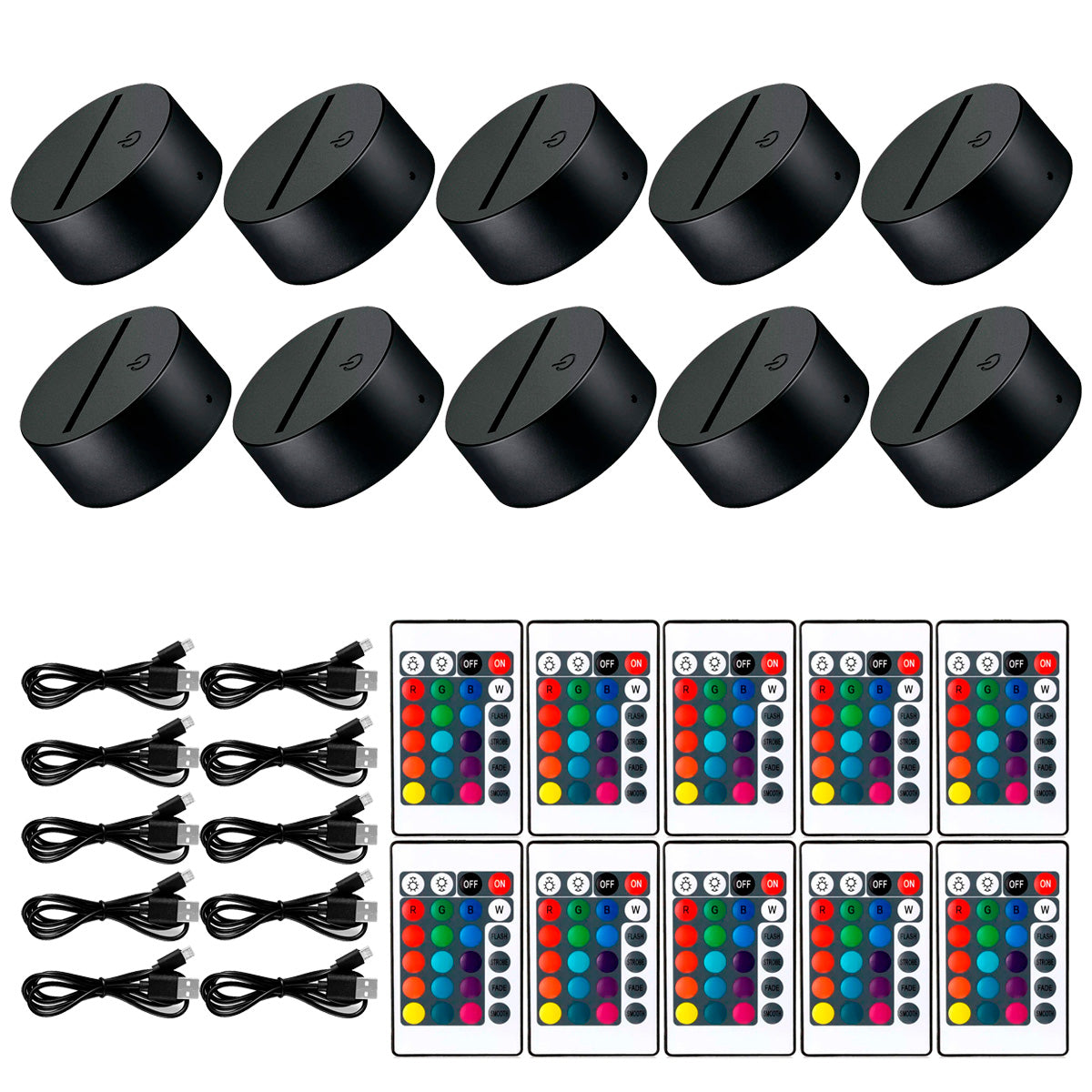 Base Led Rgb Touch Usb / Pilas Para Lamparas De Acrilico X10u