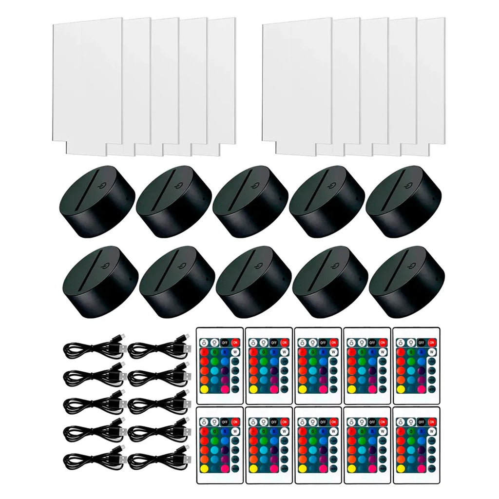 Base Led Rgb Touch Usb / Pilas + Acrílico Sin Grabado 19cm X10u