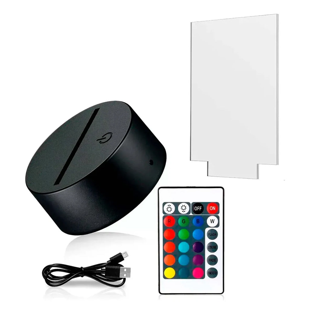 Base Led Rgb Touch Usb / Pilas + Acrilico Sin Grabado 19cm