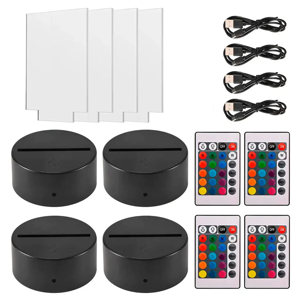 Base Led Rgb Touch Usb / Pilas + Acrílico Sin Grabado 19cm X4u