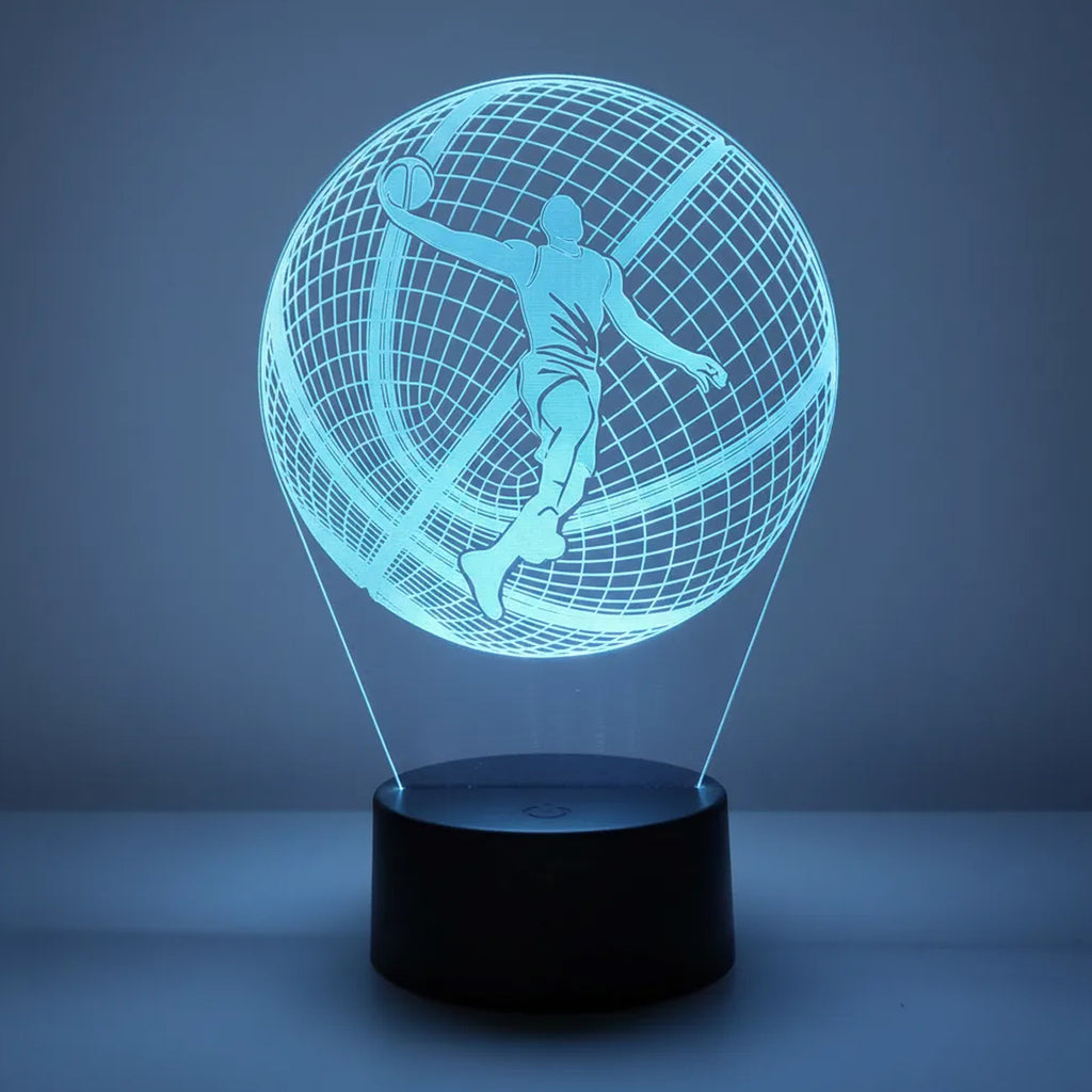 Velador Ilusion 3D A control remoto Lámpara Jugador de Basquet USB / PILAS