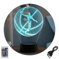 Velador Ilusion 3D A control remoto Lámpara Jugador de Basquet USB / PILAS
