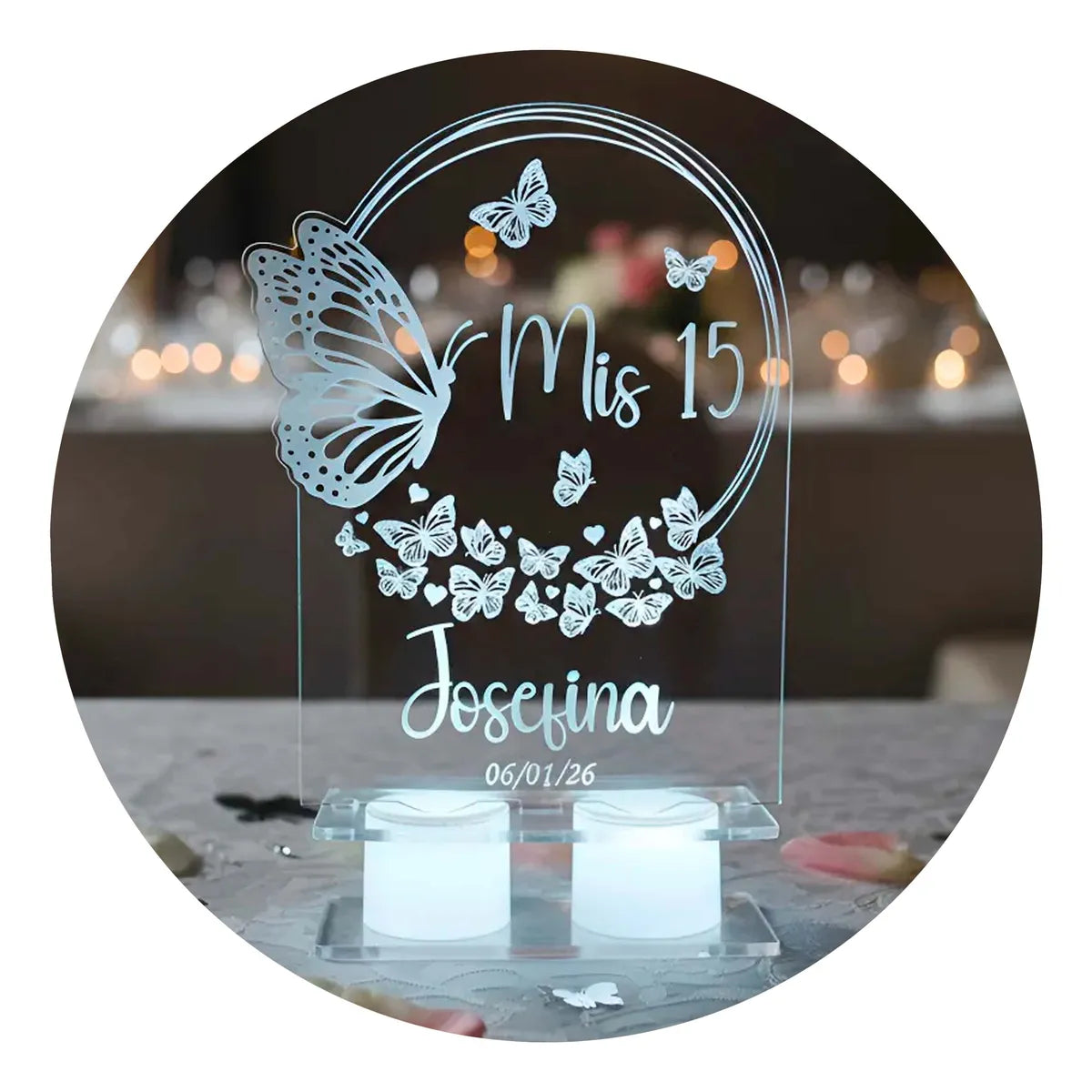 Centro de Mesa Led Acrílico Fiesta 15 años x1u