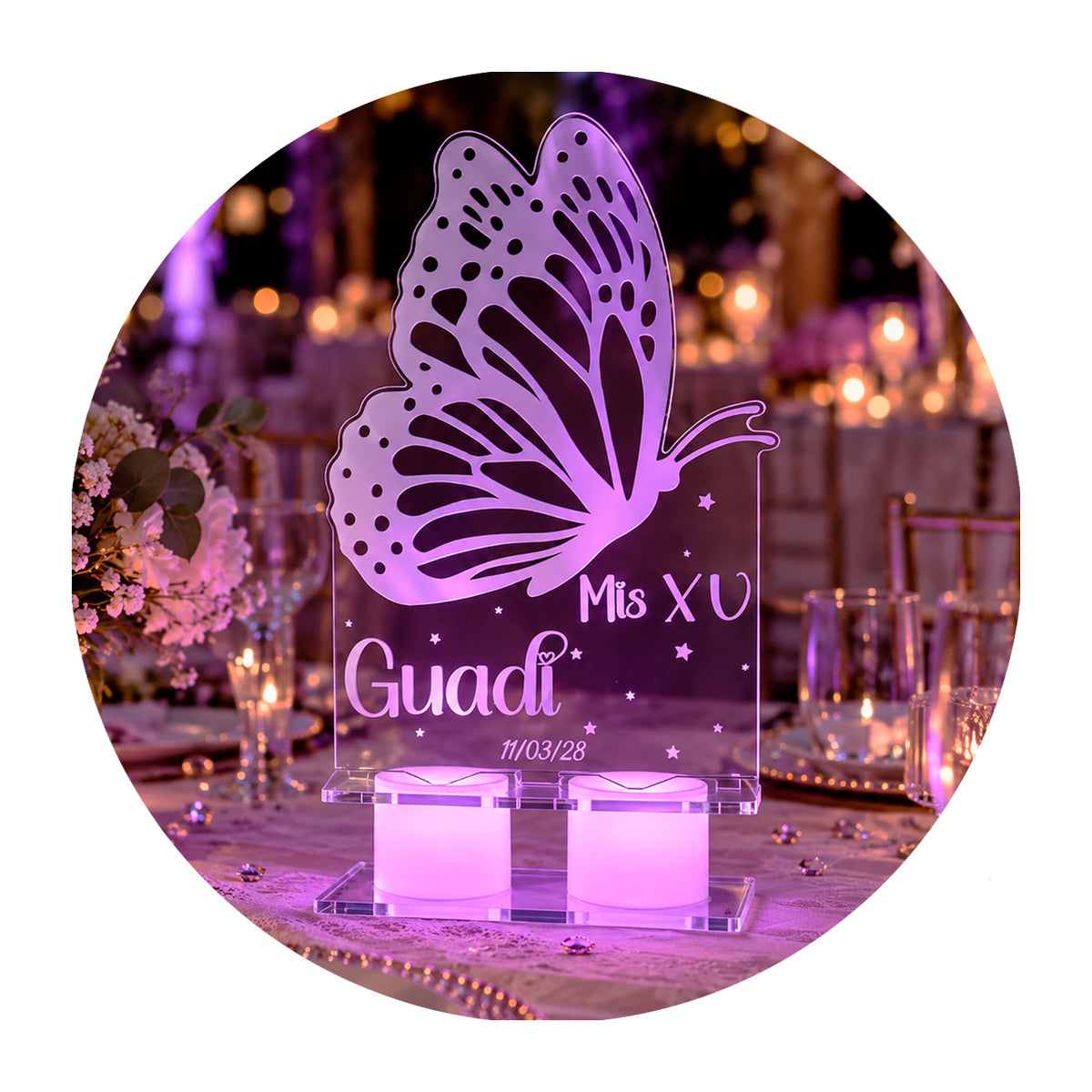 Centro de mesa Led Acrílico GRANDE Personalizado Fiesta 15 años x15u