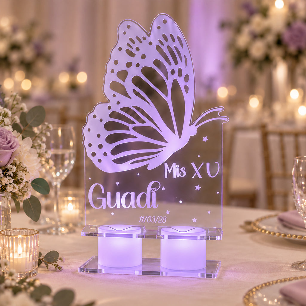 Centro de mesa Led Acrílico GRANDE Personalizado Fiesta 15 años x15u