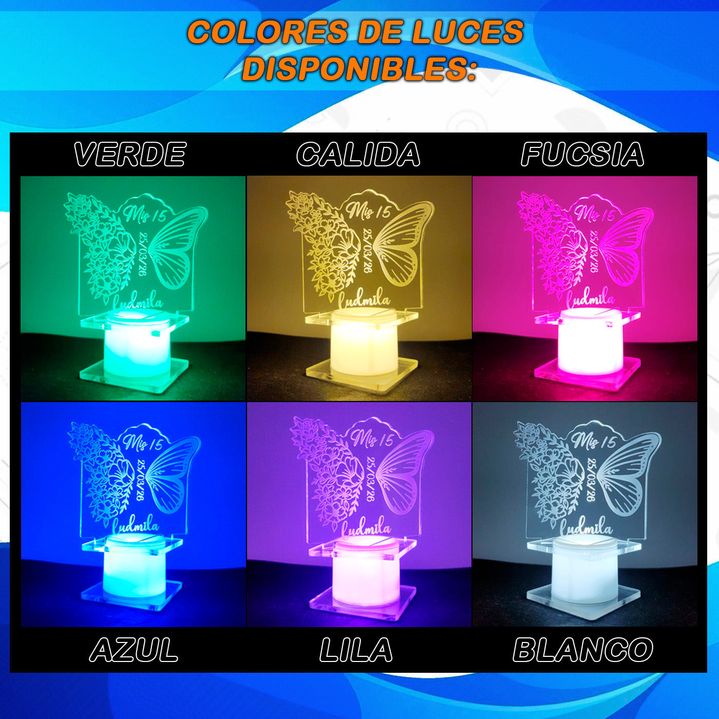 Centro de Mesa Led Acrílico Fiesta 15 años x1u