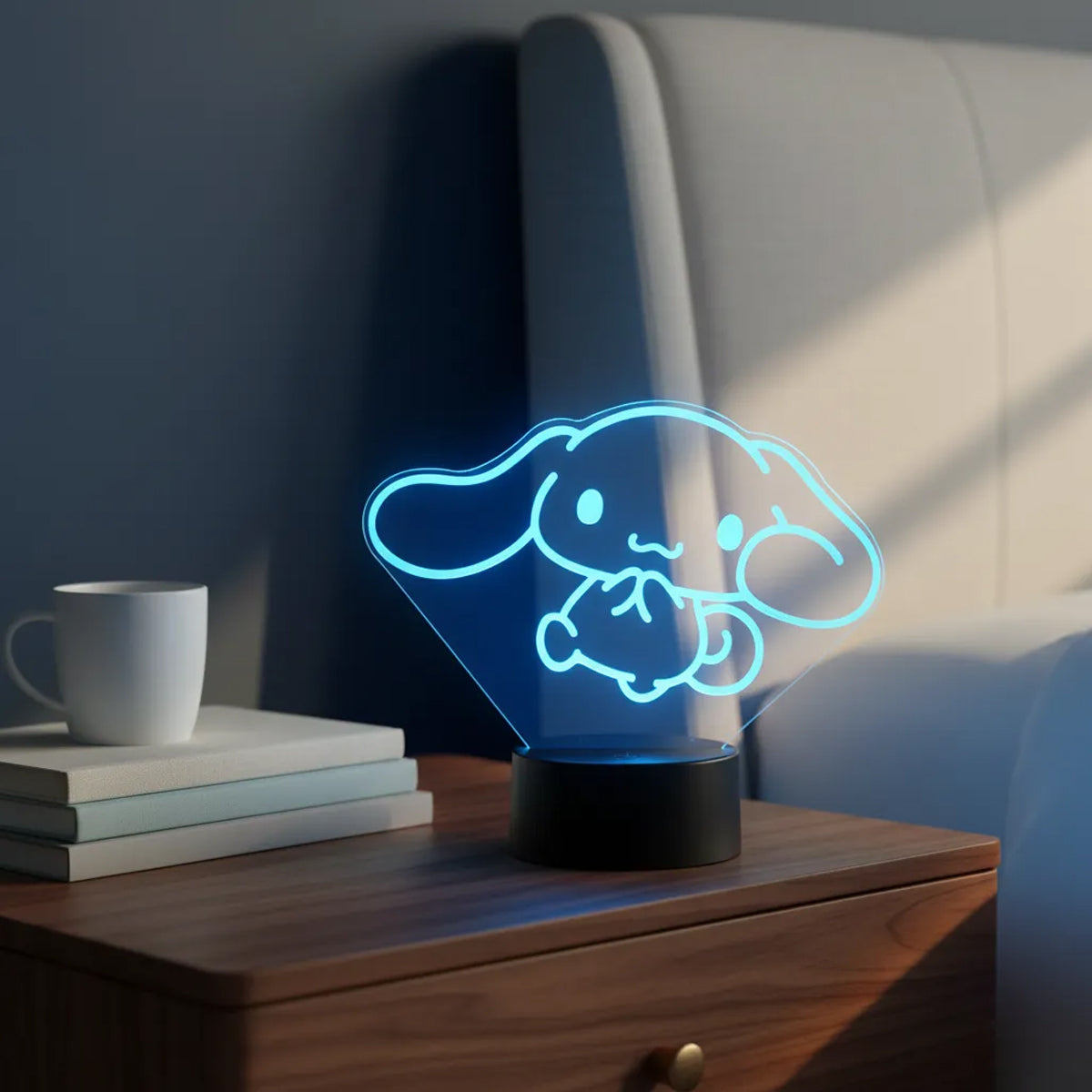 Velador Ilusion 3D A control remoto Lámpara Kawai Cinnamoroll Sanrio USB / PILAS