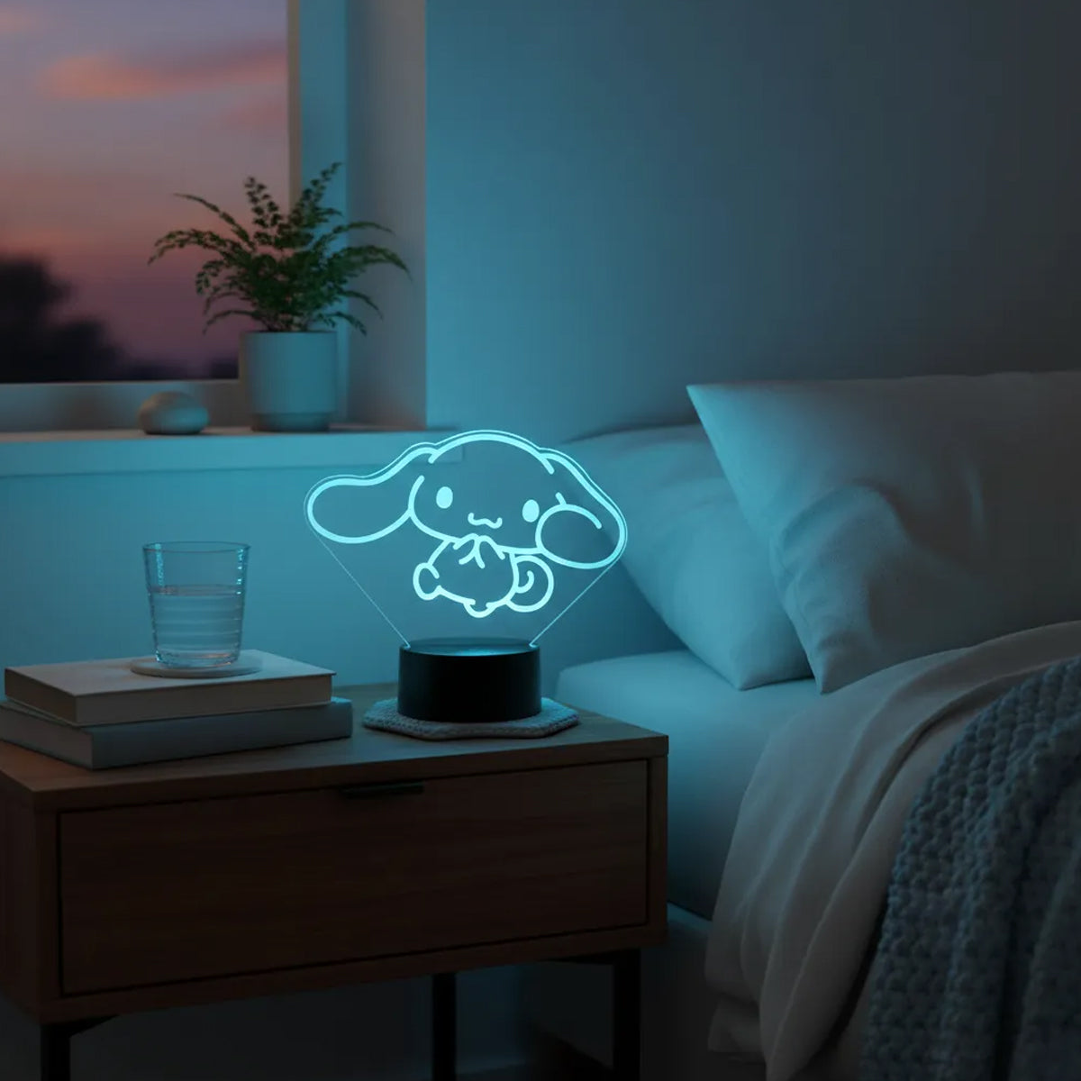 Velador Ilusion 3D A control remoto Lámpara Kawai Cinnamoroll Sanrio USB / PILAS