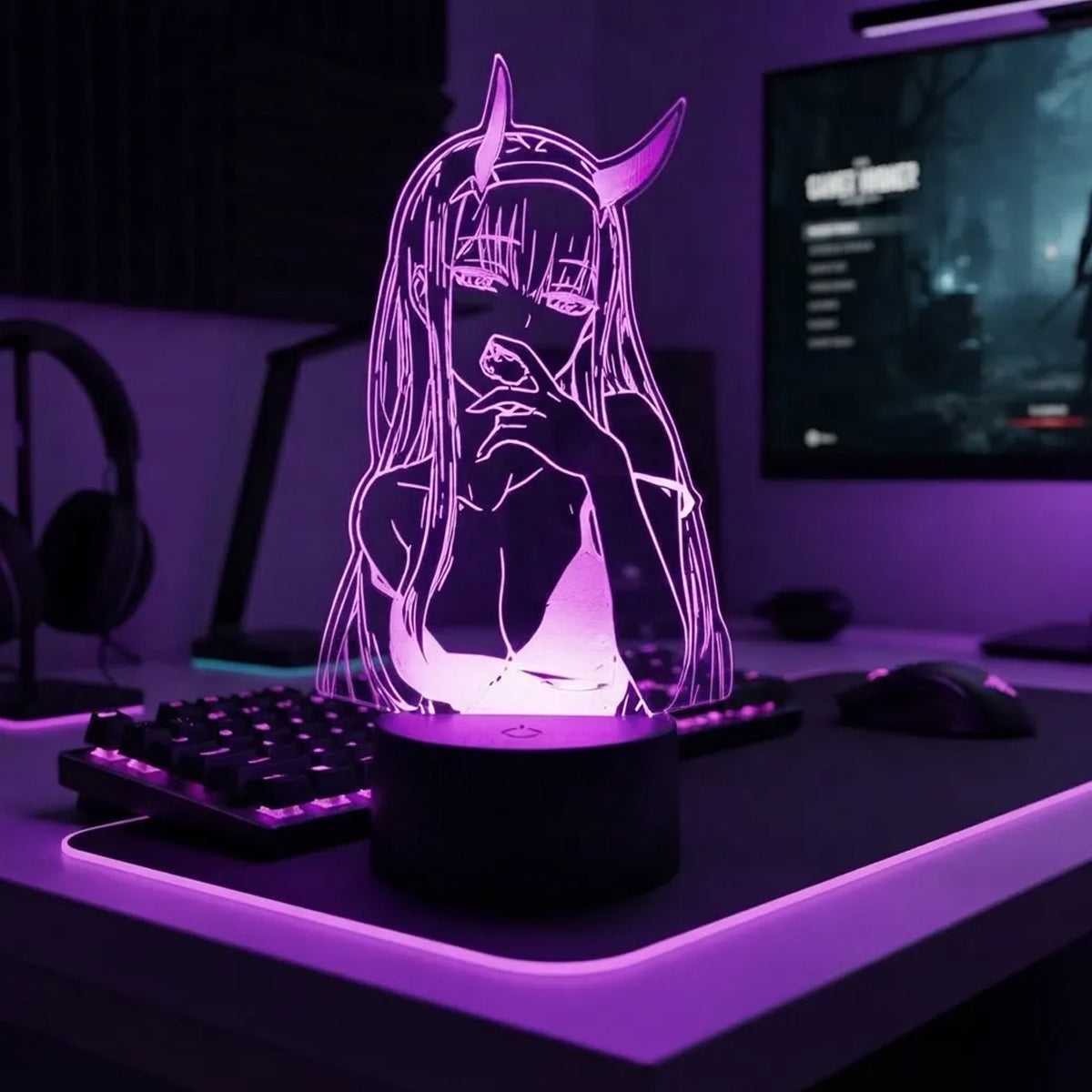 Velador Ilusion 3D A control remoto Zero Two Darling Waifu USB / PILAS
