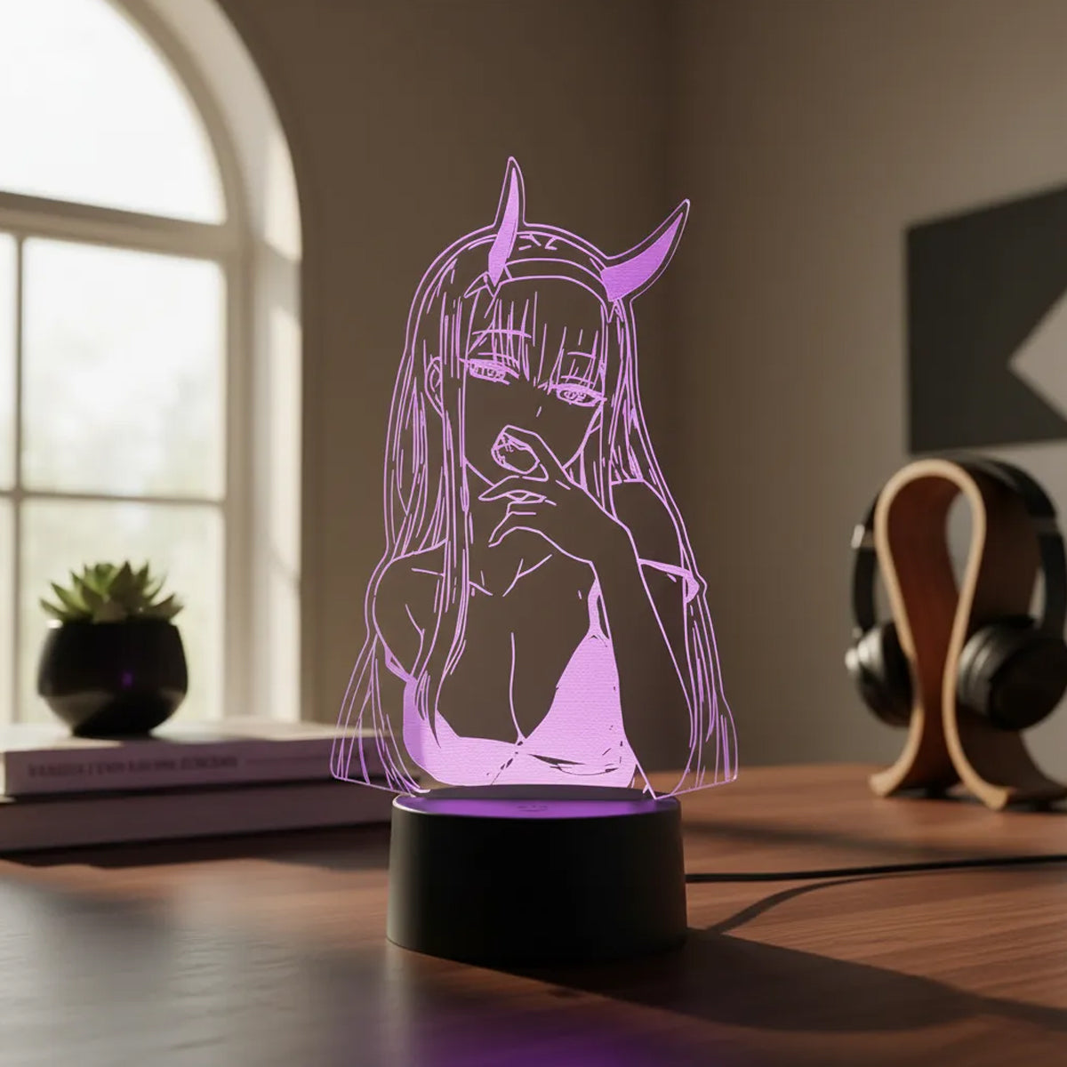 Velador Ilusion 3D A control remoto Zero Two Darling Waifu USB / PILAS