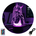 Velador Ilusion 3D A control remoto Zero Two Darling Waifu USB / PILAS