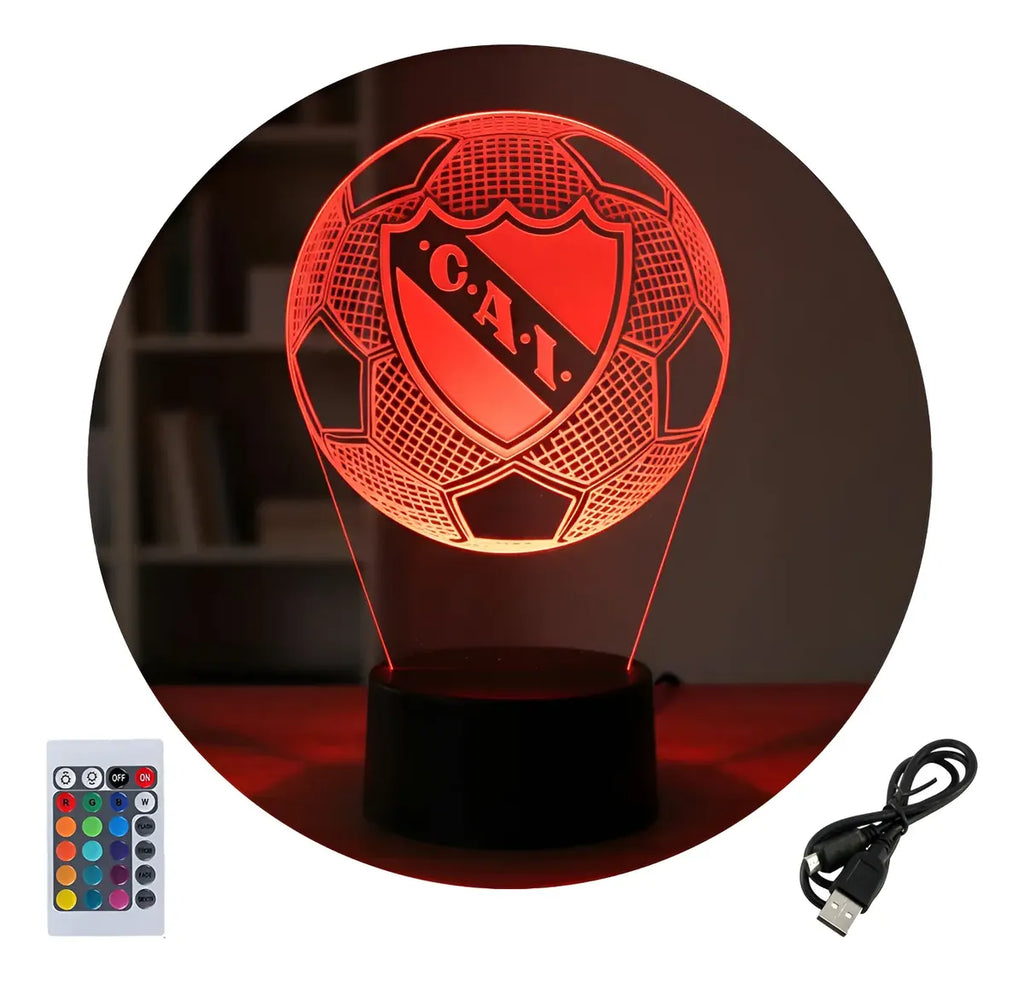 Velador Ilusion 3D A control remoto Futbol Independiente USB / PILAS