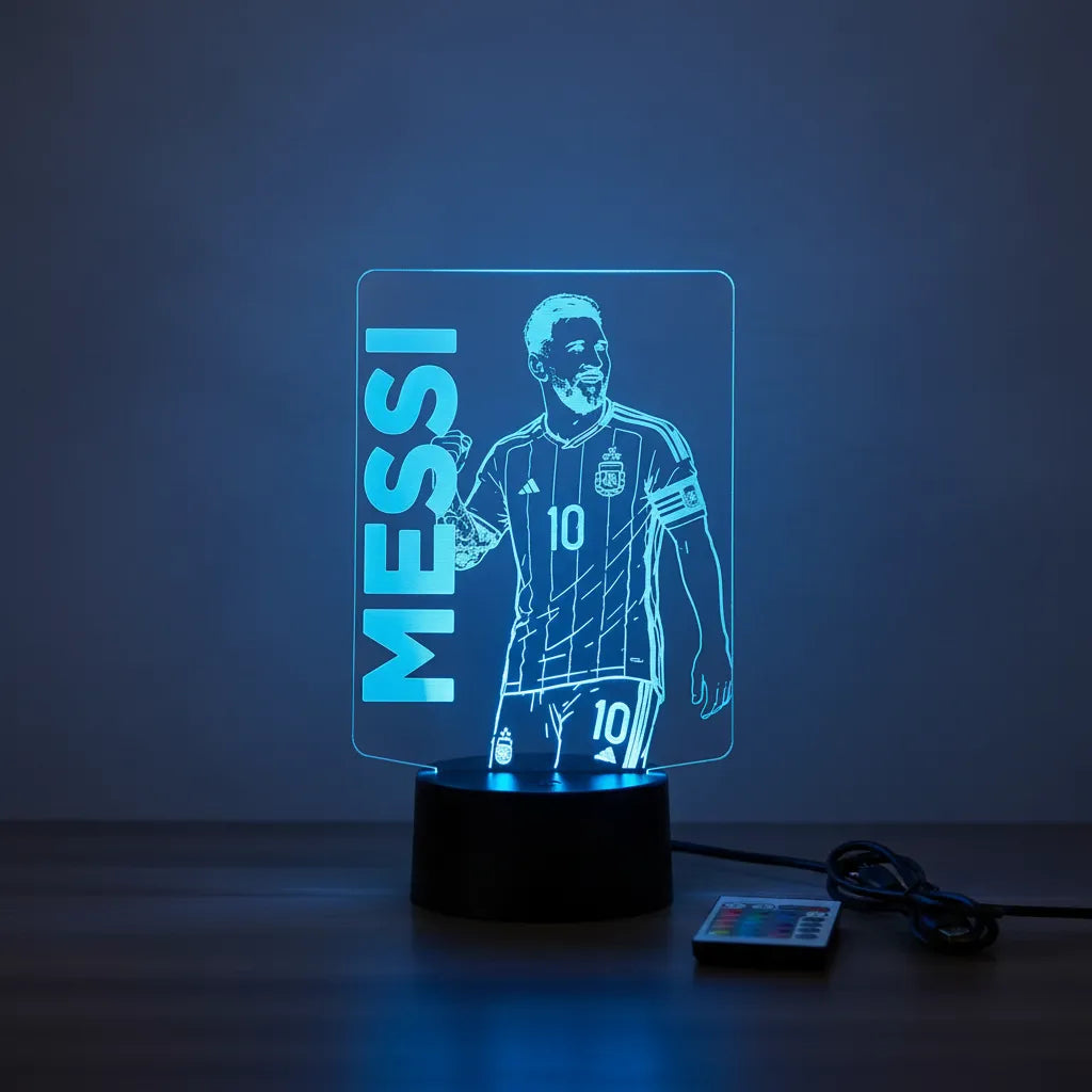 Velador Ilusion 3D A control remoto Messi Seleccion Argentina USB / PILAS