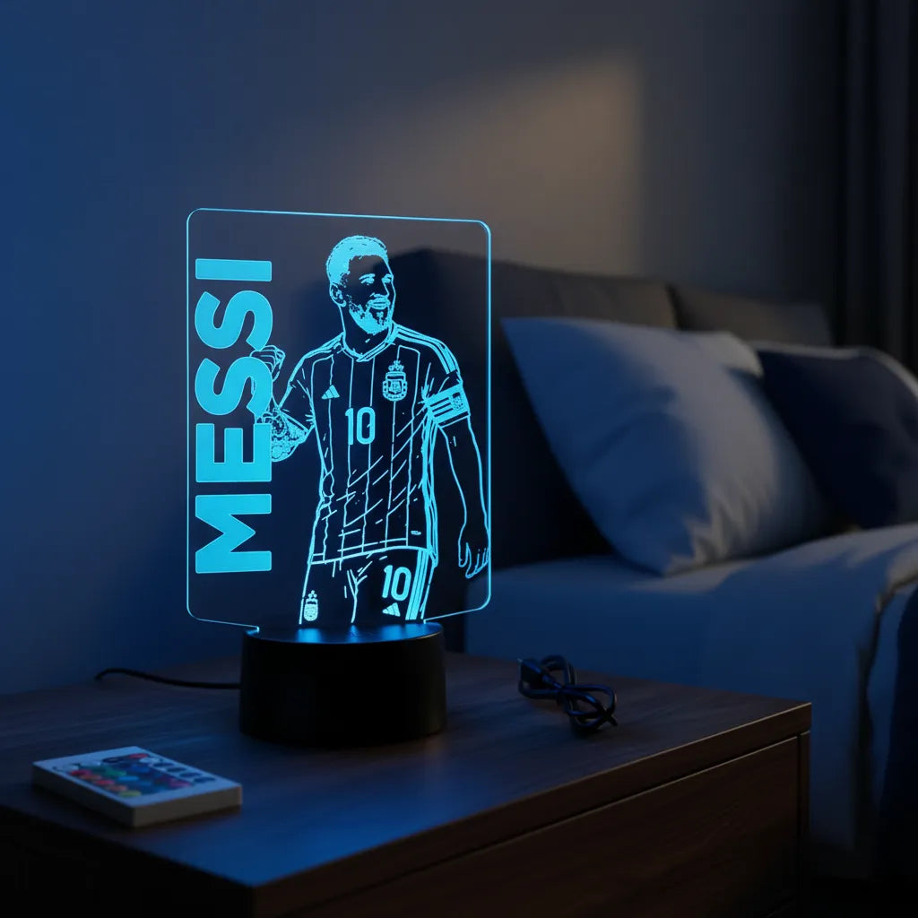 Velador Ilusion 3D A control remoto Messi Seleccion Argentina USB / PILAS