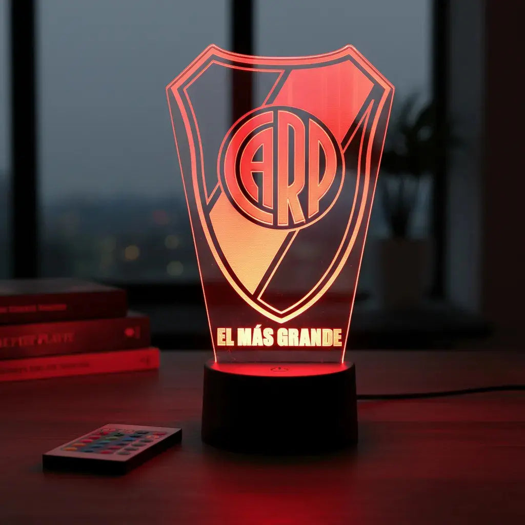 Velador Ilusion 3D A control remoto Escudo River Plate USB / PILAS