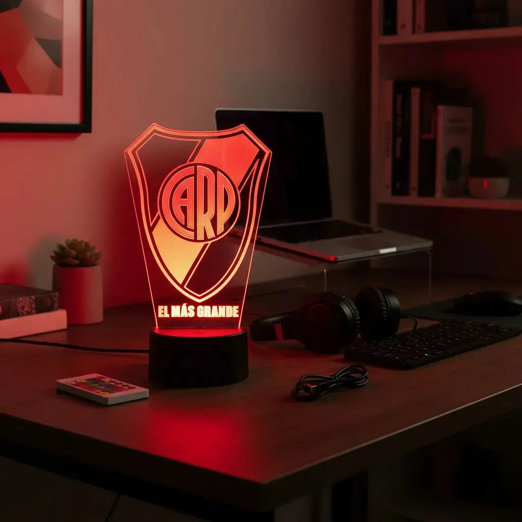 Velador Ilusion 3D A control remoto Escudo River Plate USB / PILAS