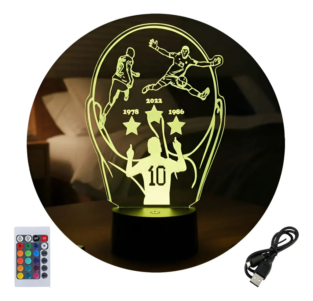 Velador Ilusion 3D A control remoto Dibu Martinez Messi Seleccion USB / PILAS