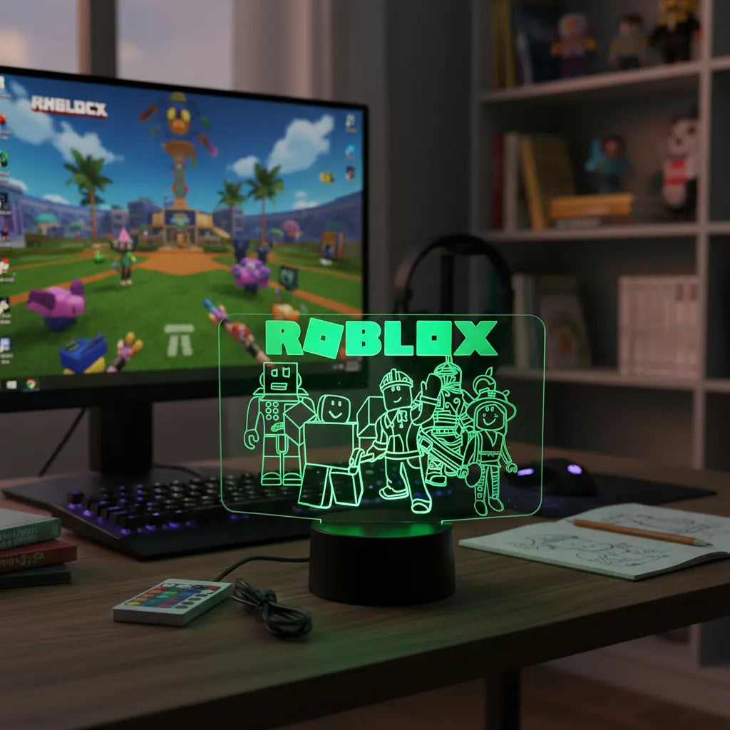 Velador Infantil Ilusion 3D A control remoto Juego ROBLOX USB / PILAS