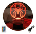 Velador Infantil Ilusion 3D A control remoto Spiderman USB / PILAS