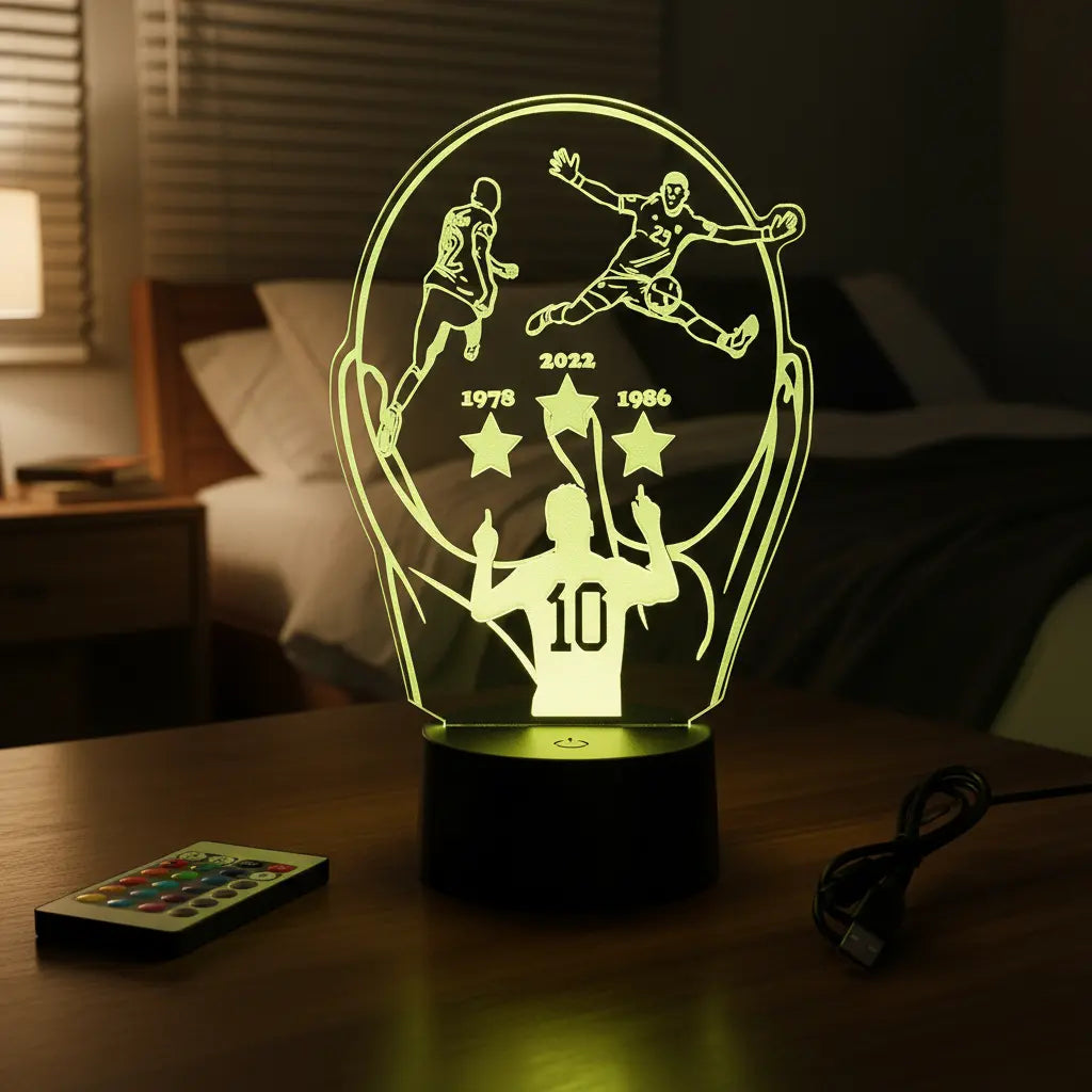 Velador Ilusion 3D A control remoto Dibu Martinez Messi Seleccion USB / PILAS