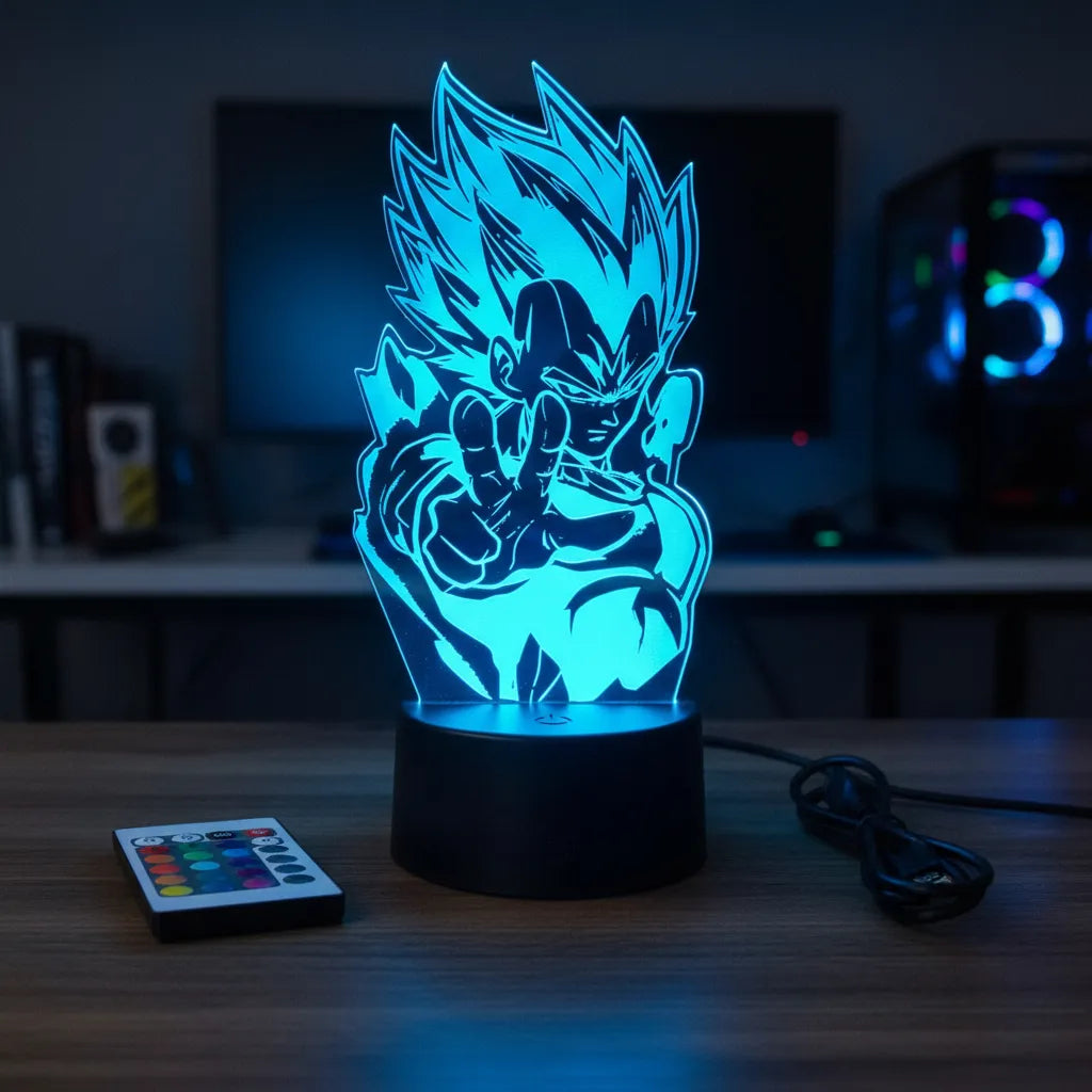 Velador Ilusion 3D A control remoto Dragon Ball Vegeta USB / PILAS