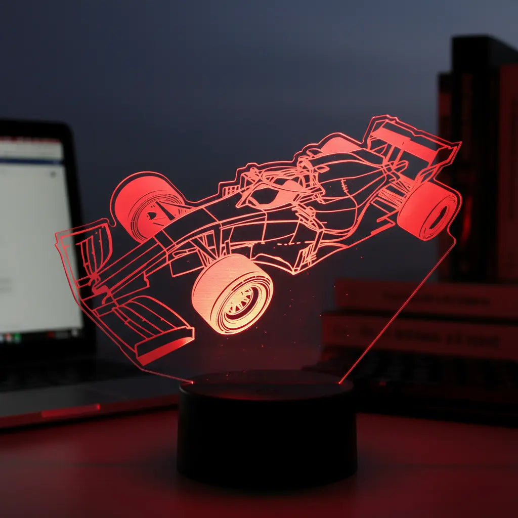 Velador Ilusion 3D A control remoto auto F1 Formula 1 USB / PILAS
