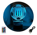 Velador Ilusion 3D A control remoto Futbol Racing Club USB / PILAS