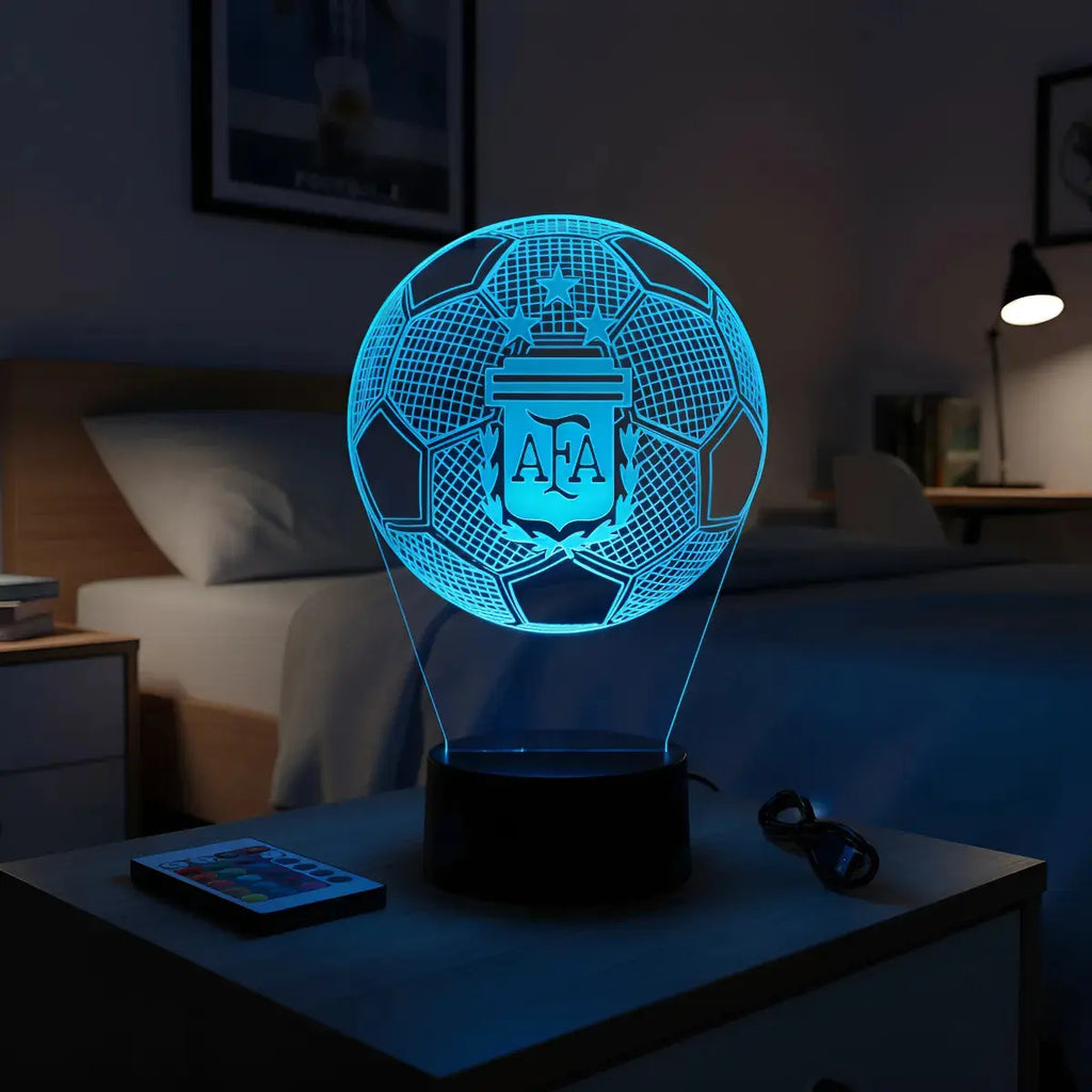 Velador Ilusion 3D A control remoto Futbol pelota AFA Argentina USB / PILAS