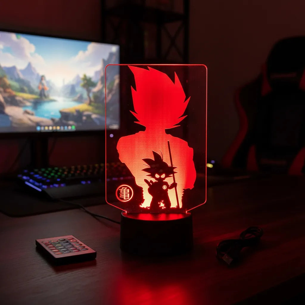 Velador Ilusion 3D A control remoto Dragon Ball Goku USB / PILAS