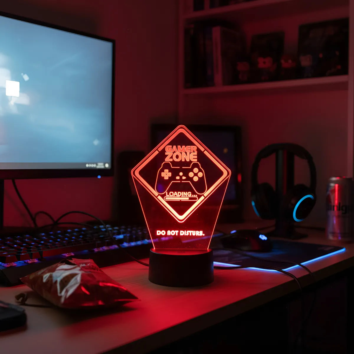 Velador Ilusion 3D A control remoto Gamer Zone USB / PILAS