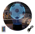 Velador Ilusion 3D A control remoto Pelota Futbol Infantil USB / PILAS