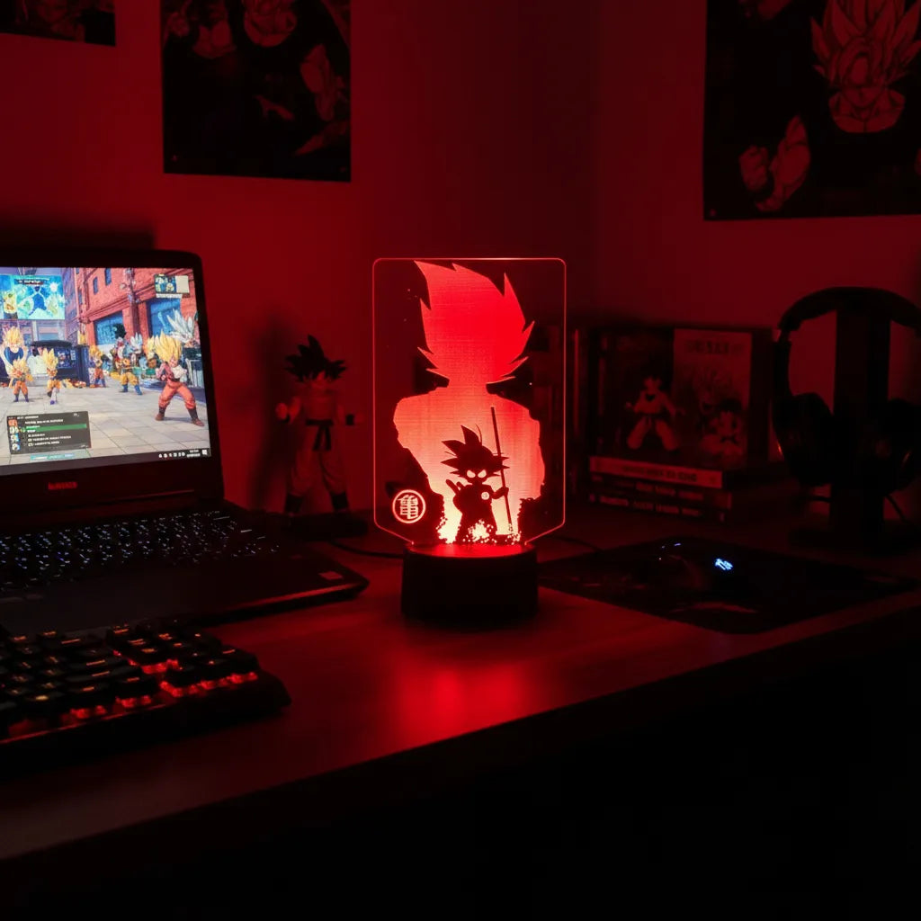 Velador Ilusion 3D A control remoto Dragon Ball Goku USB / PILAS
