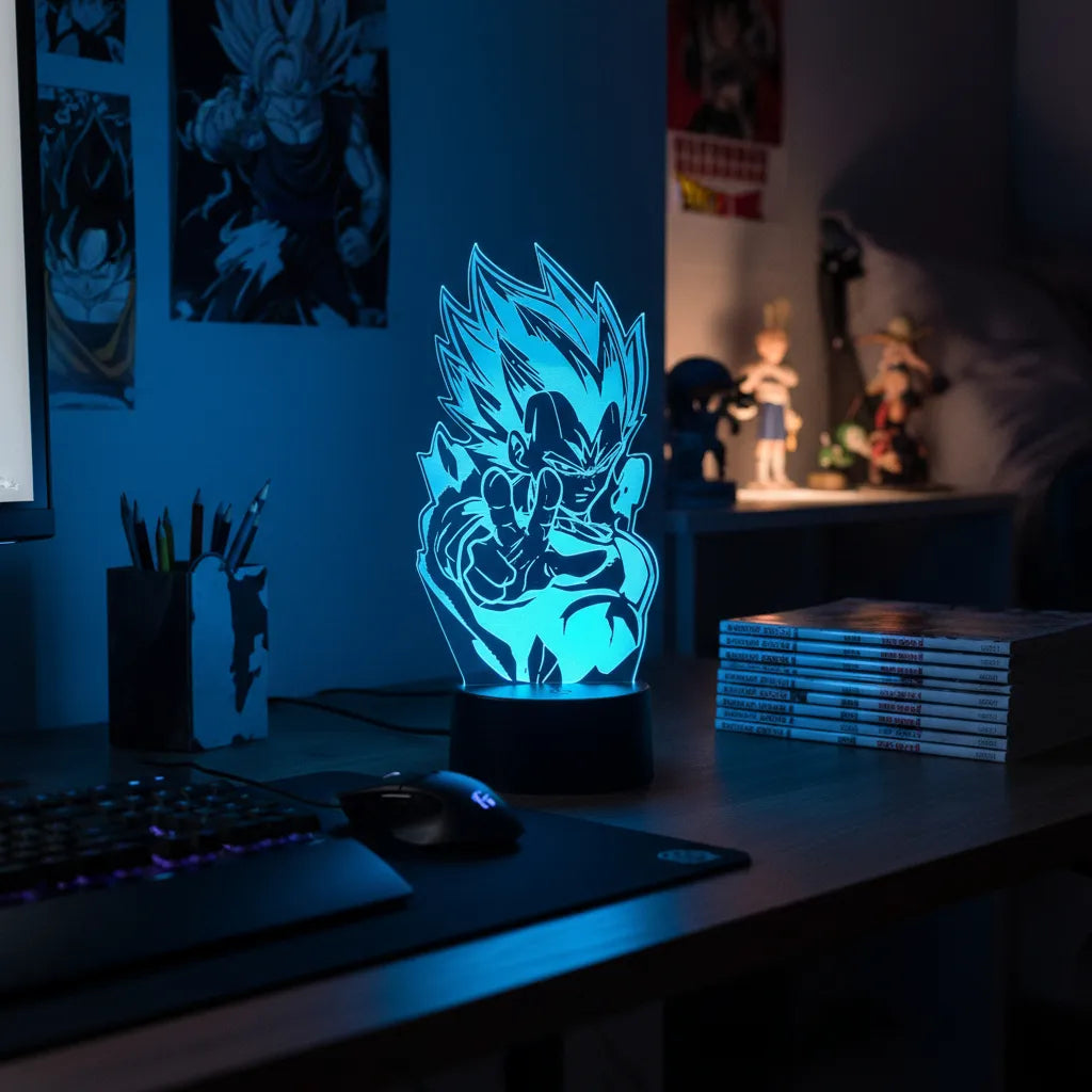 Velador Ilusion 3D A control remoto Dragon Ball Vegeta USB / PILAS