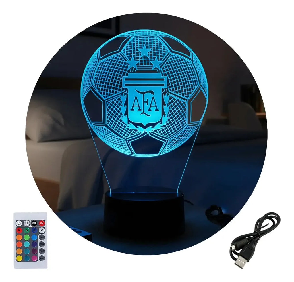 Velador Ilusion 3D A control remoto Futbol pelota AFA Argentina USB / PILAS