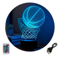 Velador Ilusion 3D A control remoto Aro Basquet Infantil USB / PILAS