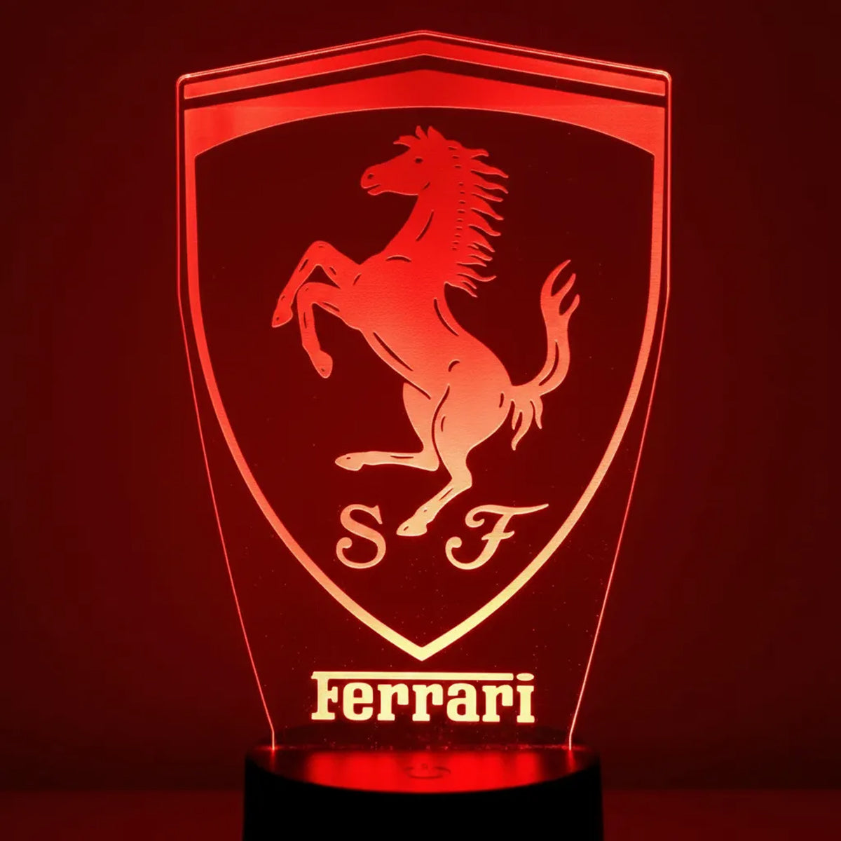 Velador Ilusion 3D A control remoto Lámpara Logo Ferrari USB / PILAS