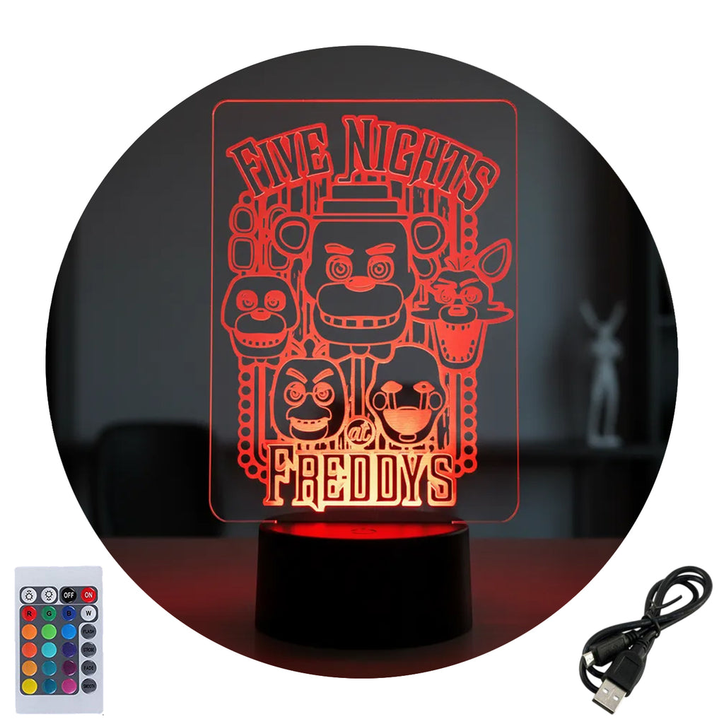 Velador Ilusion 3D A control remoto Lámpara Five Nights at Freddy's USB / PILAS
