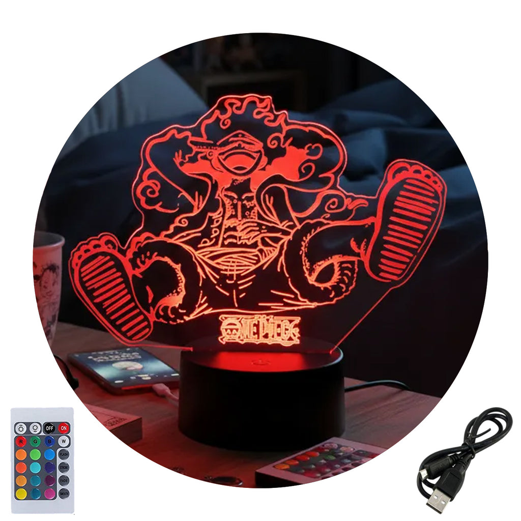 Velador Ilusion 3D A control remoto Luffy Gear 5 One Piece USB / PILAS