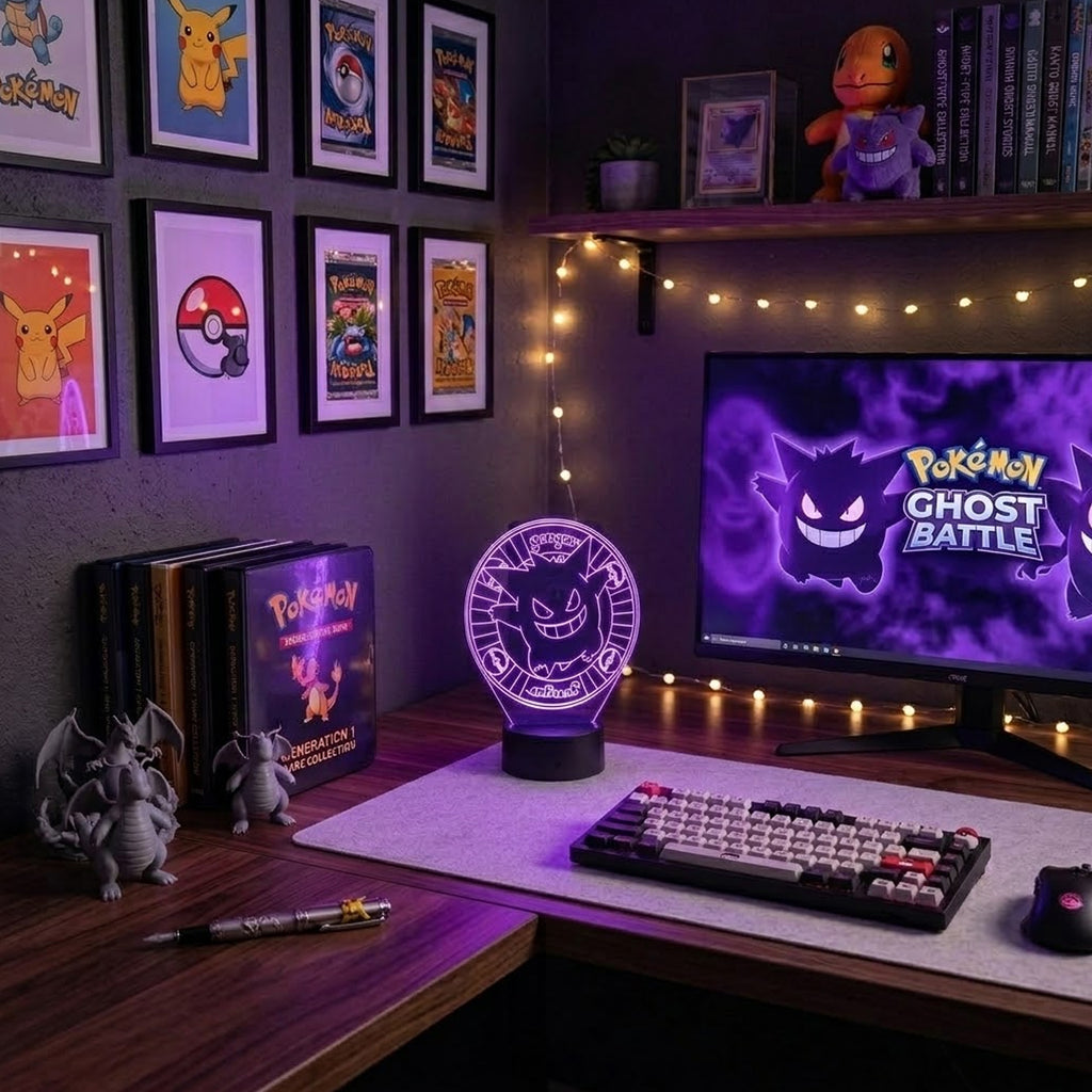 Velador Ilusion 3D A control remoto Lámpara Gengar Pokémon USB / PILAS