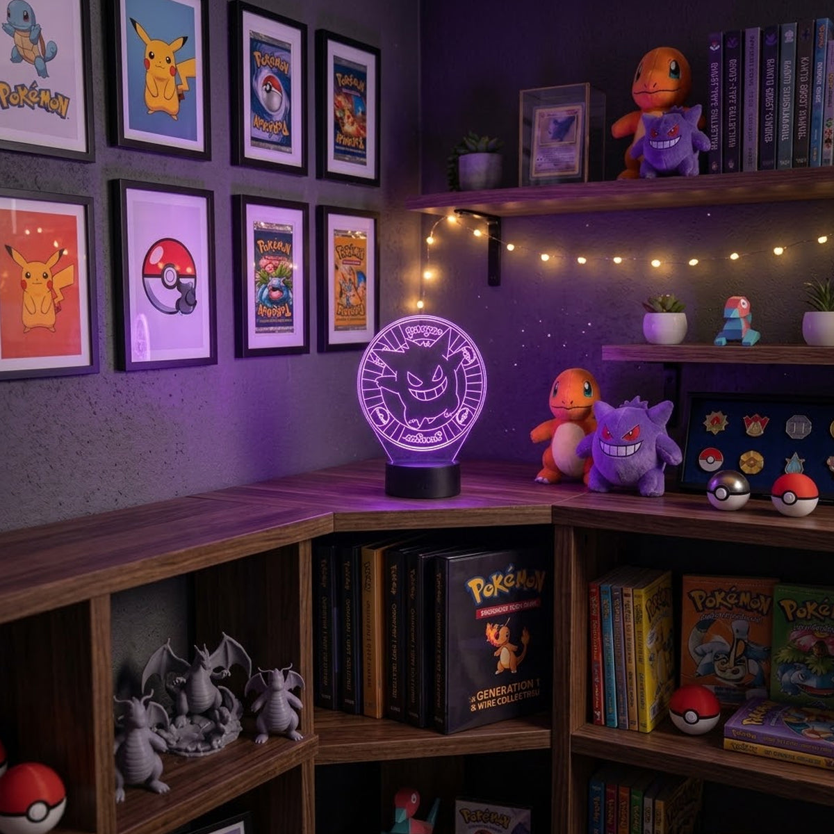 Velador Ilusion 3D A control remoto Lámpara Gengar Pokémon USB / PILAS