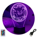 Velador Ilusion 3D A control remoto Lámpara Gengar Pokémon USB / PILAS