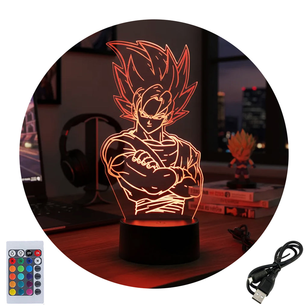Velador Ilusion 3D A control remoto Goku Dragon Ball USB / PILAS
