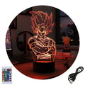 Velador Ilusion 3D A control remoto Goku Dragon Ball USB / PILAS