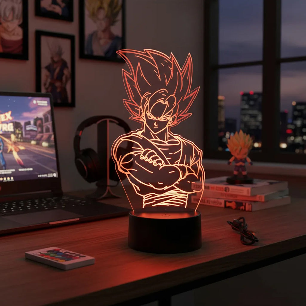 Velador Ilusion 3D A control remoto Goku Dragon Ball USB / PILAS